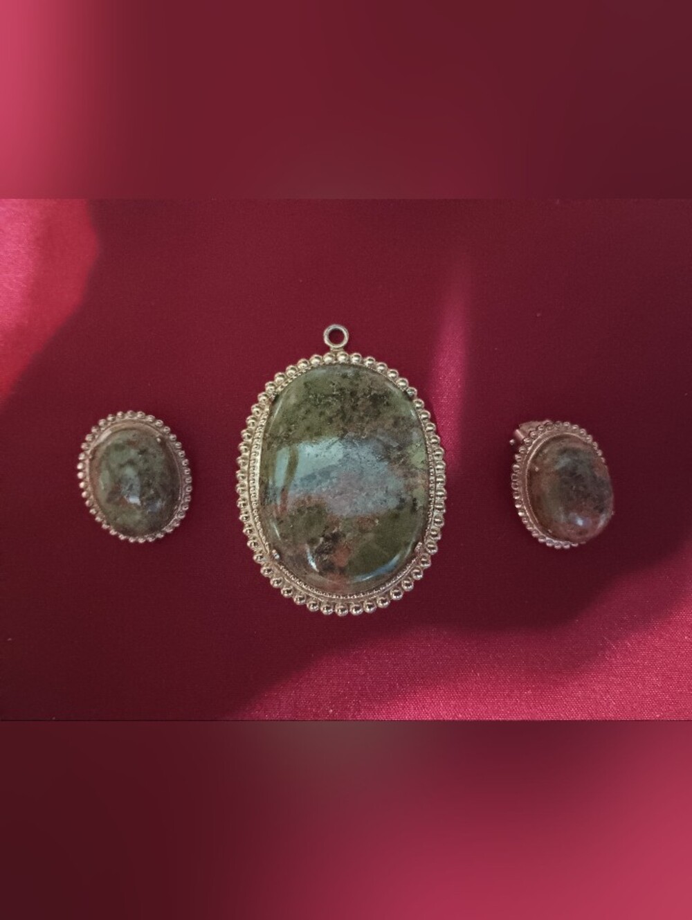 Vintage Pendant & Clip-On Earrings Set